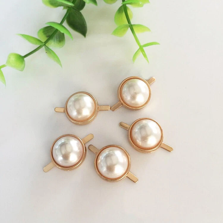 Pearl Buttons with Shank, Pearl Metal Buttons for Clothing Decorations DIY Craft - Image 3 of 4