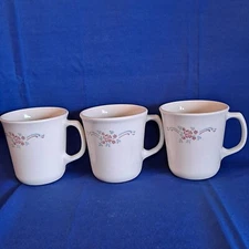 Vintage Lot 3 CORNING ENGLISH BREAKFAST COFFEE CUPS Tea Mugs Stoneware Corelle