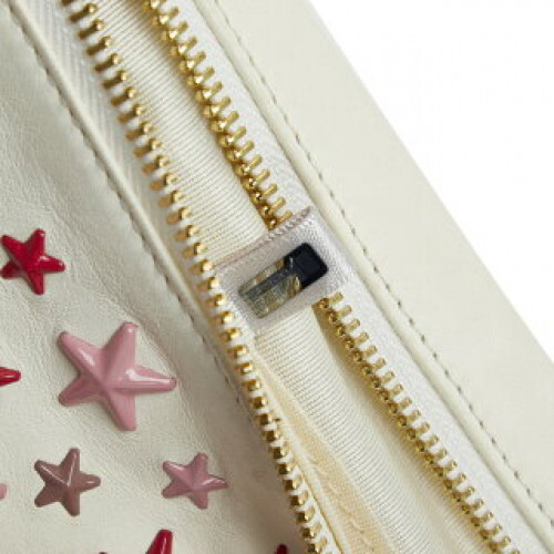 新品級 ジミーチュウ ラムレザー ZENA スタースタッズ シルバー ゼナ Jimmy Choo] Zena Star Studs Clutch Bag Second Bag White Leather