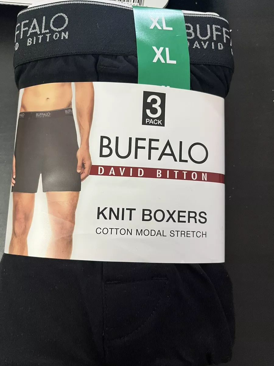 Buffalo Men's Knit Boxer Underwear 3-pack Black XL Boxers Men’s New David  Bitton