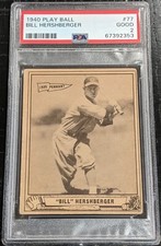 1940 Play Ball Bill Hershberger PSA 2 GOOD #77 Vintage REDS