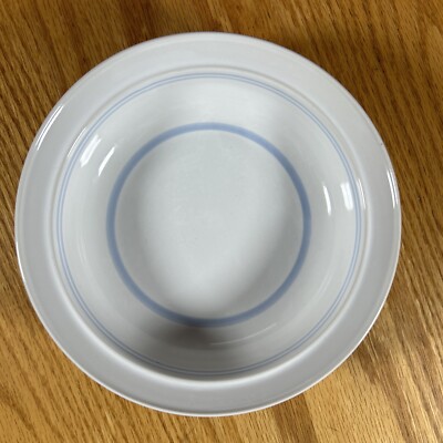 Vintage Thomas O'Brien Stoneware Bowl Academy Sky Blue Stripe 2004 China