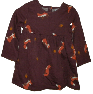 New Baby Girls size 18 Months Fox Dress Set 2 piece Burgundy Long Sleeve  Knit | eBay