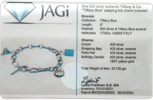 Tiffany & Co Esterlina Estilo Azul Esmalte Cumpleaños Sombrero Dije (PO1020054) - Imagen 4 de 6