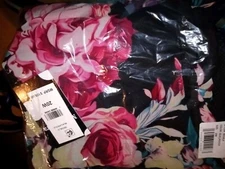 Maison Tara PS 20W Flirty Ruffled floral chiffon, Long Sleeves Lined dress NWT