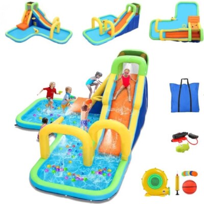 13-in-1 Inflatable Bounce House Outdoor  Water Slide Castle for Kids Backyard 