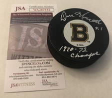 JSA DON MARCOTTE AUTOGRAPHED PUCK AUTO SIGNED BOSTON BRUINS Free Puck Holder 832