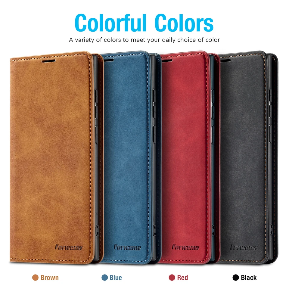 Para Samsung Galaxy S24 Ultra S23 S22 S21 Cuero Magnético Abatible Billetera Estuche Cubierta Foto 2 de 4