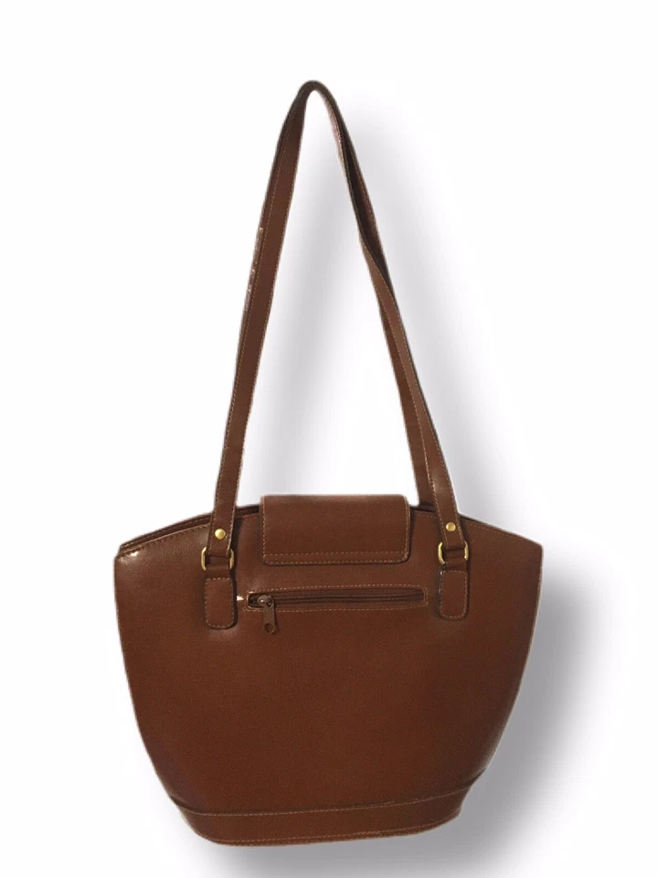 Bolso de hombro Sasha Fabiani marrón 1996 pantera doble asa tapa a presión Foto 3 de 4