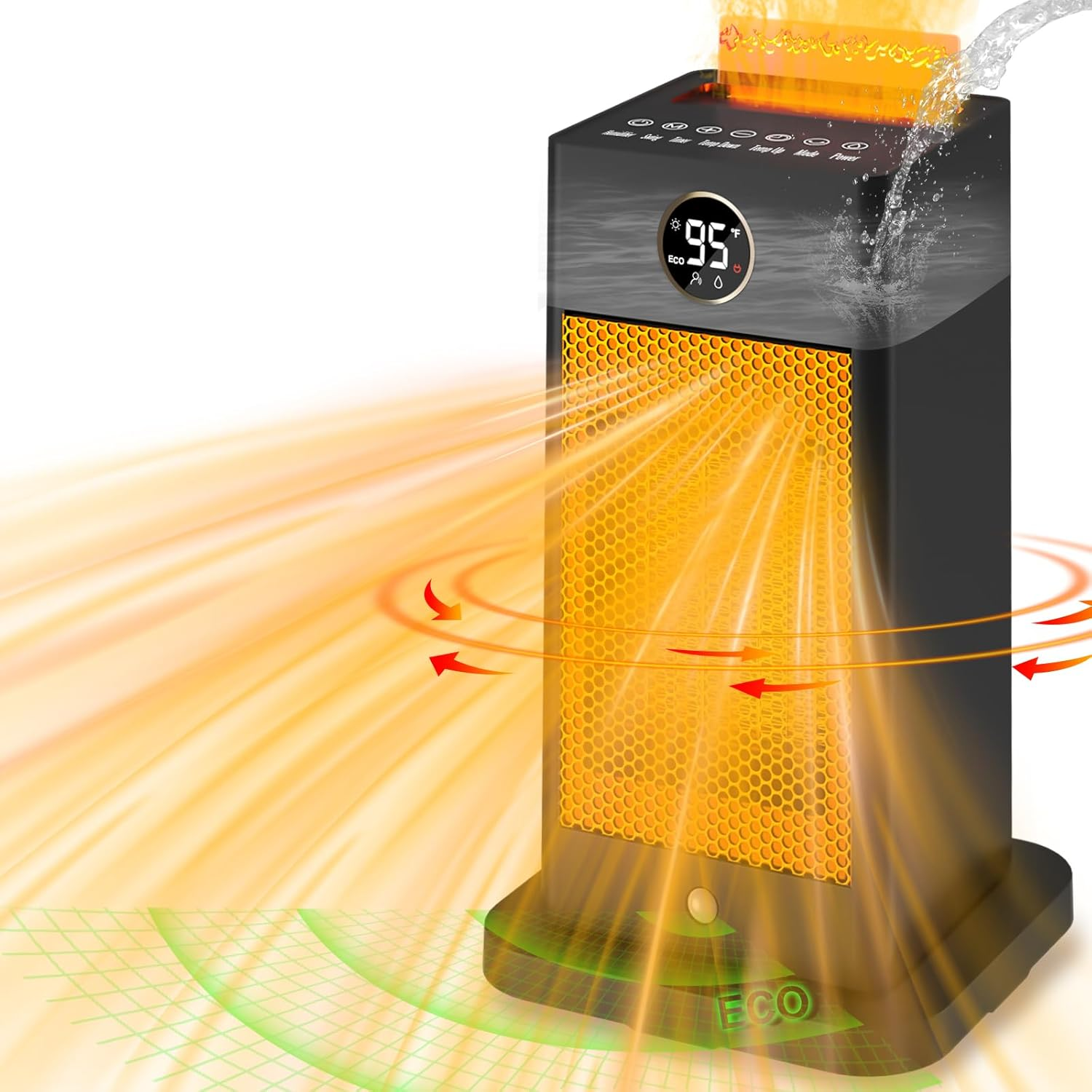 Space Heater, 1500W Portable Space Heaters for Indoor Use with Humidifier, 2S Fa