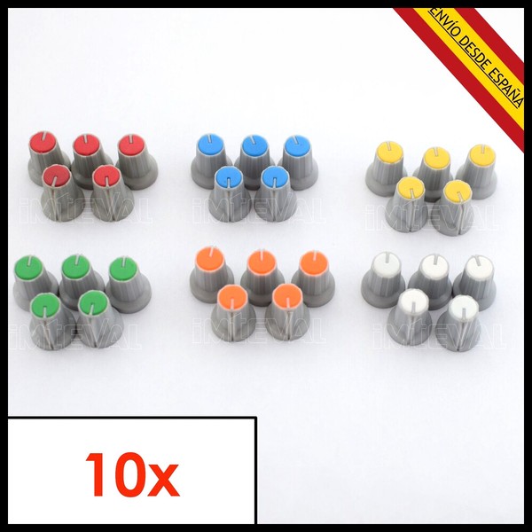 10X KNOBS 15x17x6 mm. Amplificador Potenciometro Botones Mesa DJ perilla Potes