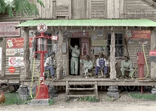 11x14 colorized 1939 photo print country store gas filling station pumps NC ads