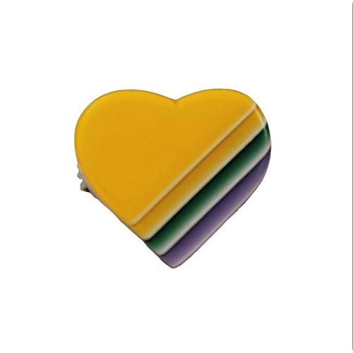 Lea Stein Yellow Layered Lucite Heart Pin Brooch, Signed K452 - Picture 9 of 9