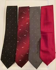 Lot of 4 Vintage Neck Ties Wembley Black W/Dots, Gray W/Dots, Red W/Dots, Redish