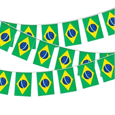 PARTY PERFECTO Brazil Flag 7m Rectangular Bunting | Party Decoration for Birthday & Football