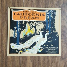 Sunkist California Dream Metal Sign 11” X 10” Bradford Bros Orange Soda RETRO