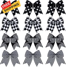 Janinka 12 Pcs Black and White Christmas Bows Decorations Tree... 