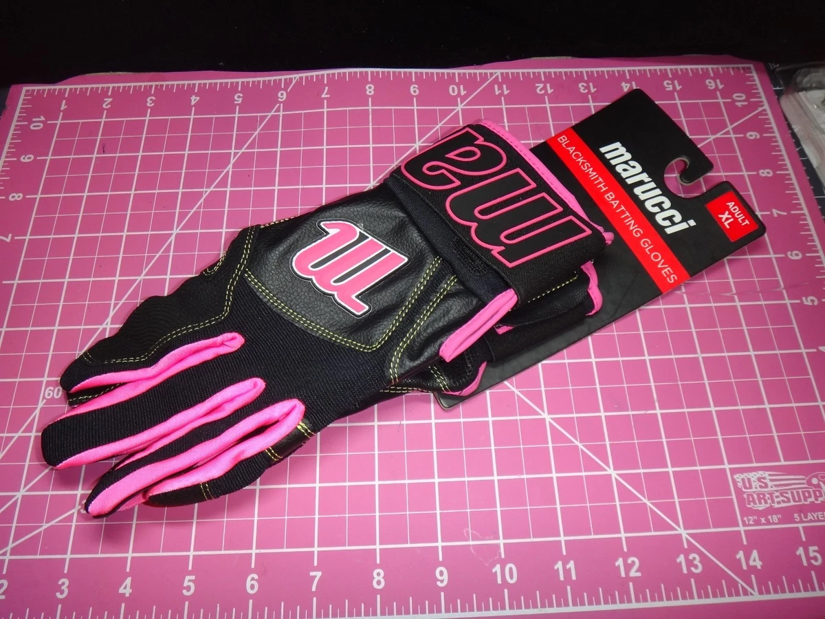 Guantes de bateo de béisbol/softbol Marucci Blacksmith para adultos MBG2BKSM NEGRO/ROSA XL