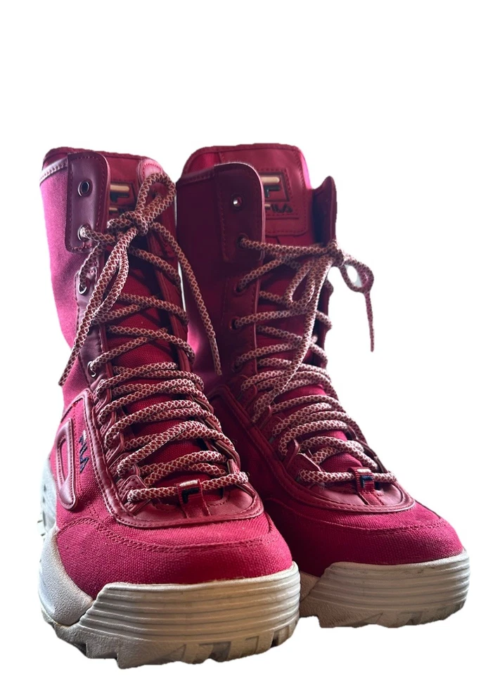 Fila Disruptor Ballistic Womens Shoe Size 6.5 Red/White Hightop Shoes Boots - Image 3 of 4