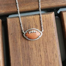 Kendra Scott Football Silver Short Pendant Necklace Orange Goldstone