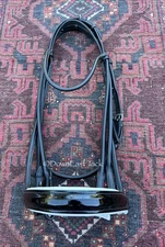 Over-size black PREMIERA Rolled patent leather Double bridle - NEW condition.