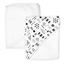 HonestBaby unisex baby 2-Pack Organic Cotton Hooded Towels Bandana, Pattern Play
