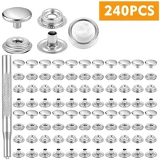 60 Sets 15mm Stainless Steel Snap Fasteners Kit Metal Button for Leather Craft