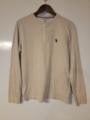 US Polo Assn Shirt Mens Small Oatmeal Long Sleeve Crew Neck Pullover