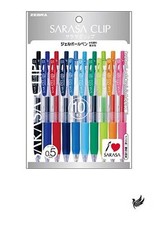 Zebra Sarasa Push Clip Gel Ink Pen - 0.5 mm - 10 Color Set