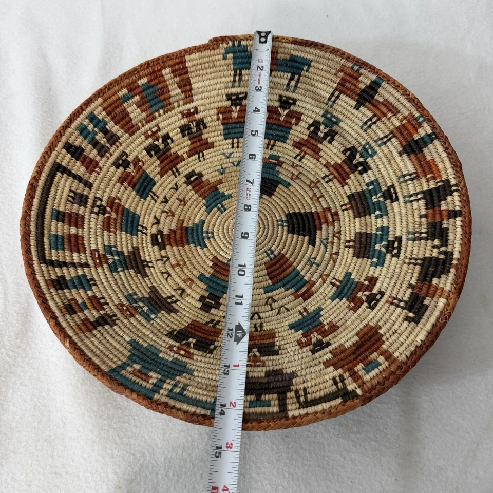 "Cesta africana tribal de hierba marina enrollada tejida a mano vintage arte de pared 14""" Foto 2 de 4