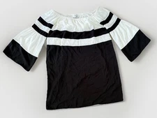 VaVa by Joy Han Embroidered Off Shoulder Black White Mini Dress Size Small