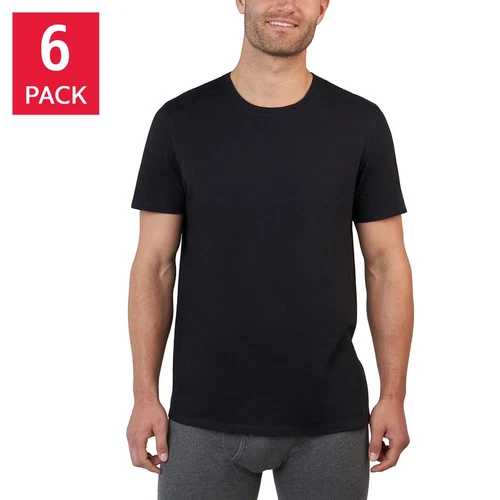 Kirkland Signature Men's Midweight Crew Tee Shirt Black 6-pack - product listing photo