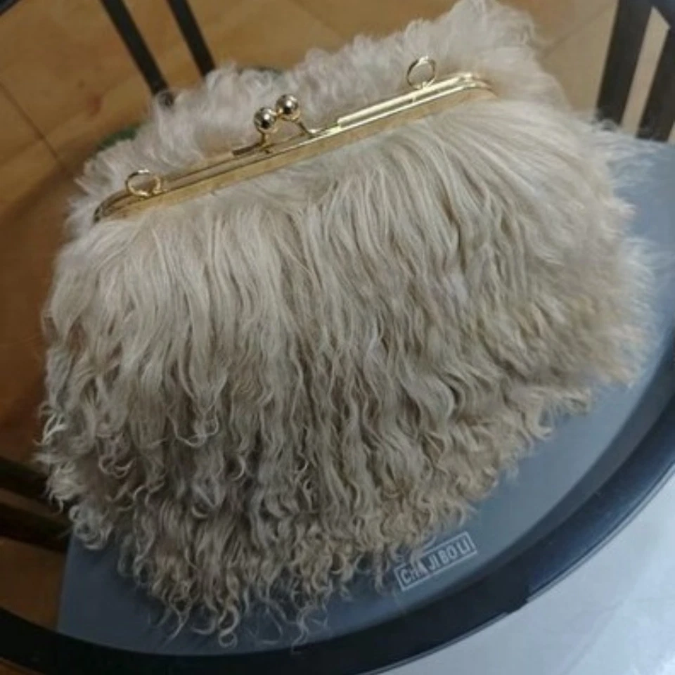 Mini Hermoso Bolso de Hombro de Piel de Oveja Real para Damas Bolso de Mano Foto 3 de 4