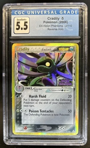 2006 Pokemon EX Holon Phantoms Cradily Delta Species Reverse Holo #2/110 CGC 5.5