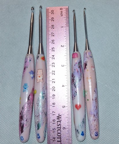 Handcrafted One Of A Kind . Set Of 4 Chrochet Hooks, Size 6,5,4,3 Hooks