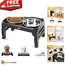 Durable 3-Height Pet Feeder with Stainless Steel Bowls - Perfect for Small Dogs