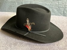 Vintage Stallion By Stetson Cowboy Black Pure Wool Hat 7 5/8