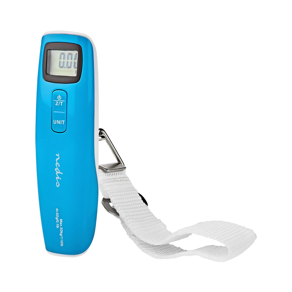 Pèse-bagage numérique portable Nedis jusqu'à 50 kg blanc et bleu