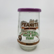 Peanuts Snoopy Glass Welch's Jar #4 Comic Classics Kick Off Time Lucy Charlie
