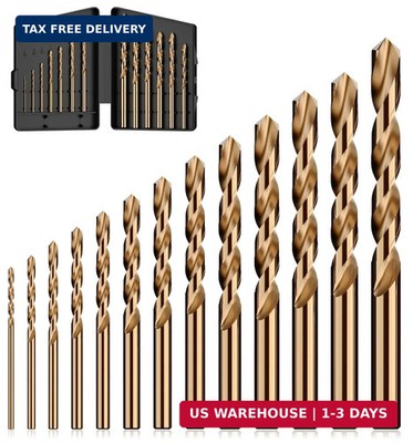 Cobalt Drill Bit Set, 13Pcs M35 High Speed Steel Jobber Length Drill Bit Kit for