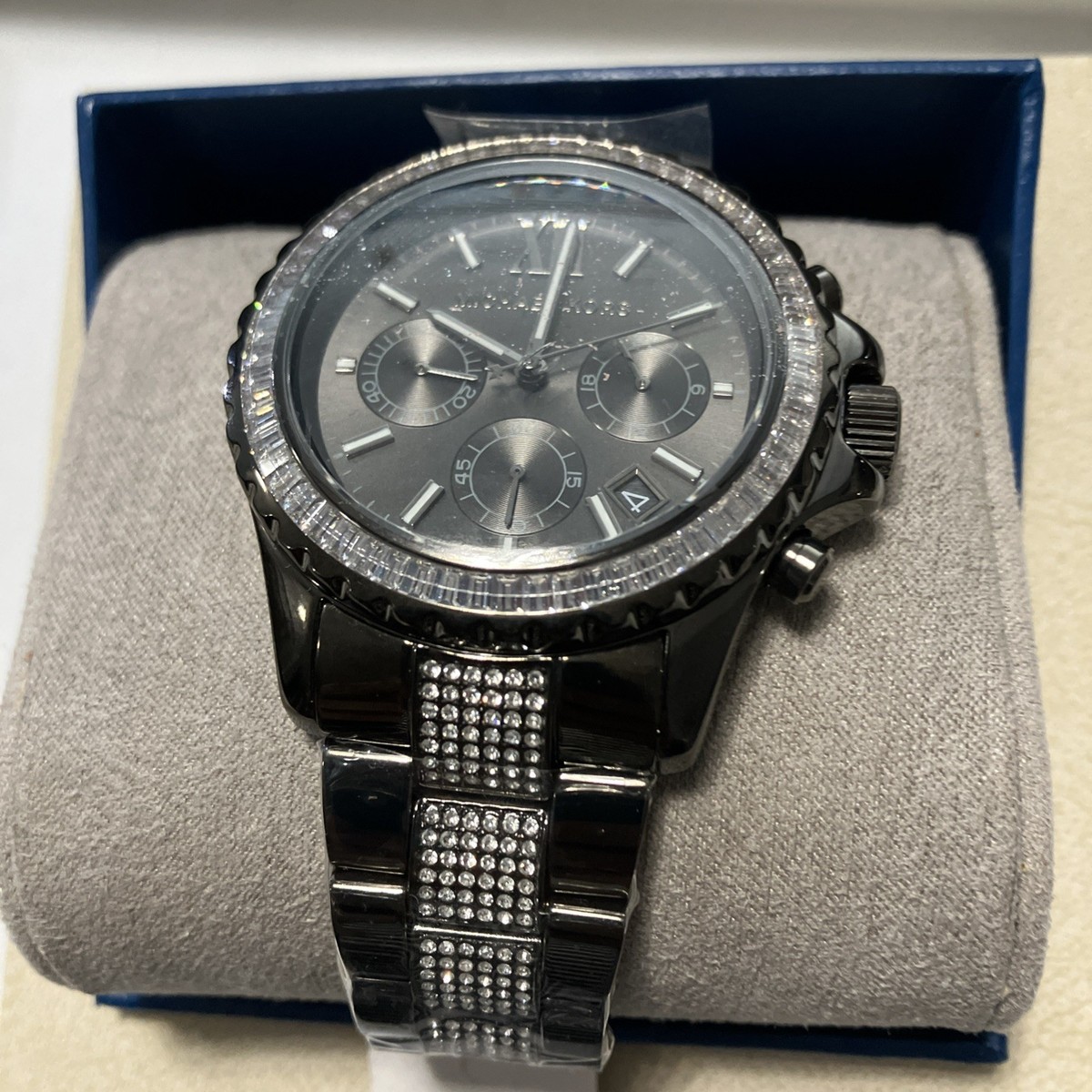 ??MICHAEL KORS MK6974 EVEREST GUNMETAL CHRONOGRAPH DIAL BRACELET BAND WATCH?? NEW Michael Kors Everest Gunmetal Black Oversized  main image 4