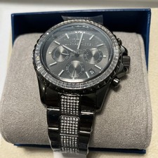 NEW Michael Kors Everest Gunmetal Black Oversized Chronograph Watch MK6974