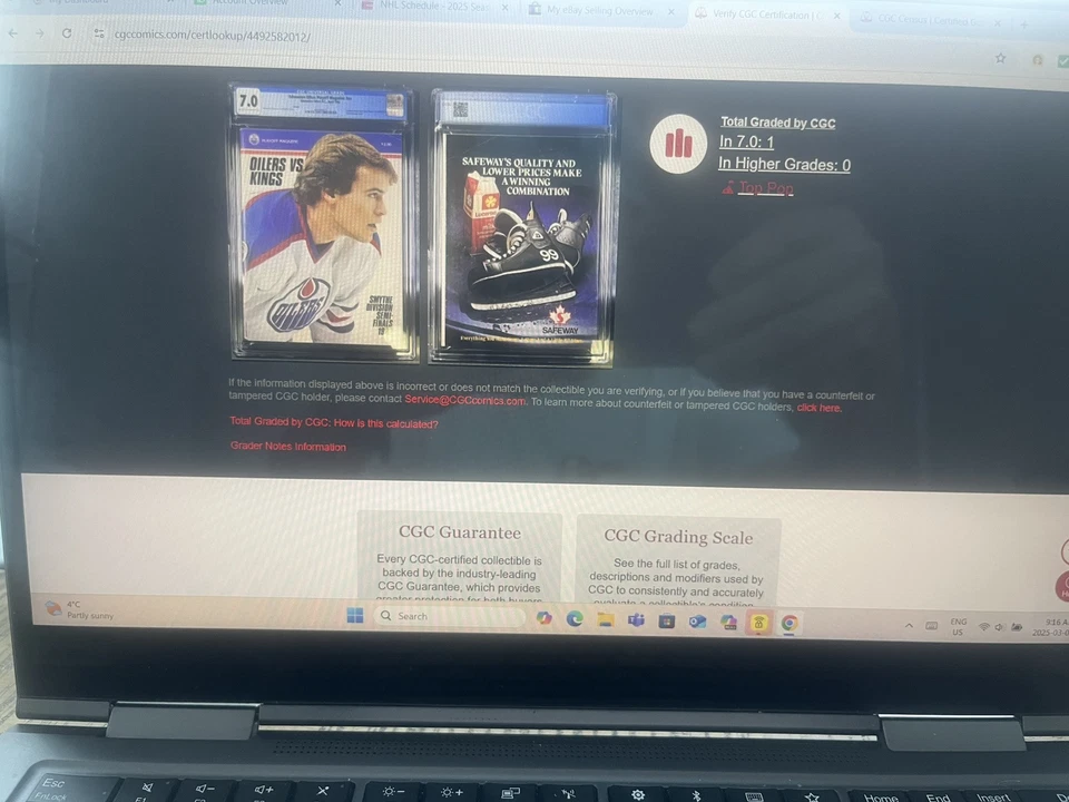 CGC 7.0 "Top Pop" 1982 Edmonton Oilers vs LA Kings Playoffs  Mark Messier - Image 4 of 4