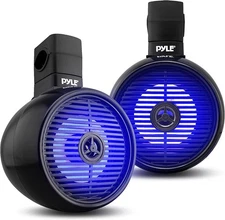 Pyle PLMRWK83BK 2x 8" Marine Black Wakeboard Speakers w/ LEDs