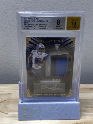2021 Panini Black Rookie Patch Auto Amon-Ra St. Brown Gold /10 RPA BGS 8 Auto 10
