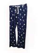 BOBBIE BROOKS Sleepwear Moon Stars Blue Fleece Pajama Lounge Pants Size M Women