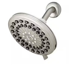 Waterpik 6-Spray 7 in Drencher Wall Mount Adjustable Shower Head Brushed Nickel