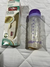Vintage Playtex Drop-Ins 8 oz Baby Bottle Nurser Purple  Flat Top Latex Nipple