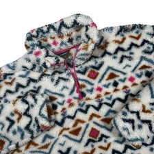 Eddie Bauer 1/4 Zip Pullover Fleece Sweater Women's Large Colorful Tribal Aztec