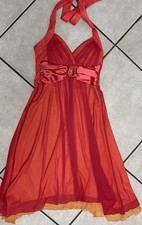 Reduced! Retro Vibe Halter Cocktail Dress 2-layer Rhinestone Satin Trim M